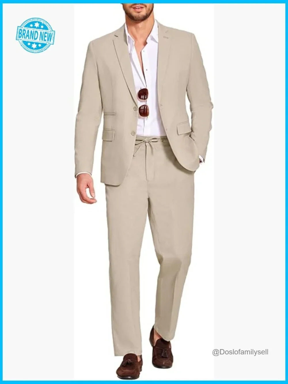 Linen Suit Set Regular Fit Lightweight Blazer Pants Casual Elegant Classic